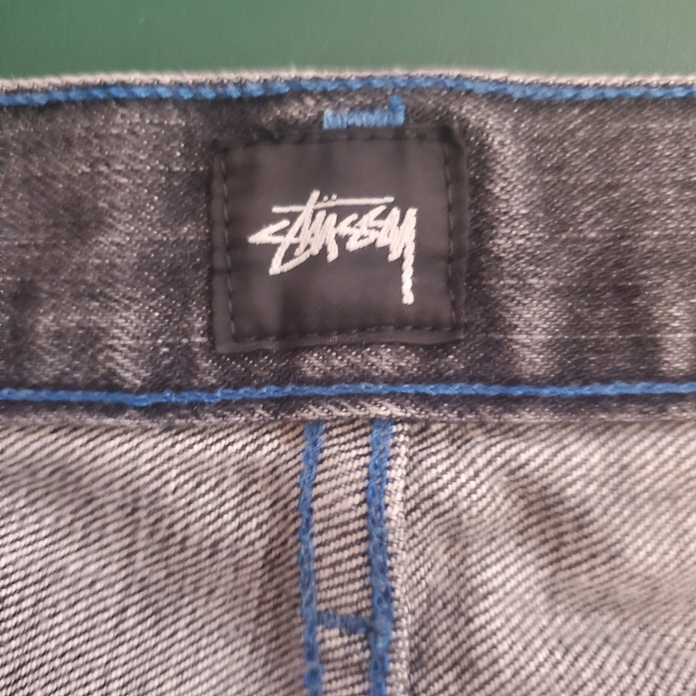Stussy x Levis Black Denim Jeans Mens 30x28 SS505 Faded Streetwear Straight Leg - Picture 16 of 16